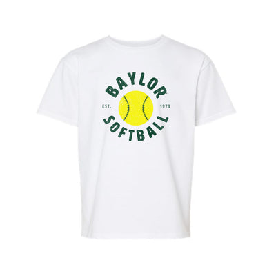 The Baylor Softball Est | White Youth Tee