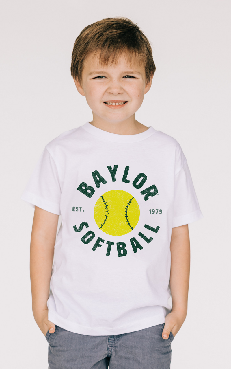The Baylor Softball Est | White Youth Tee