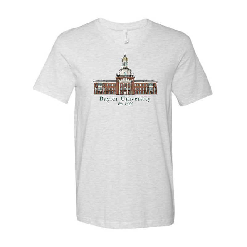 The Baylor University Building | Ash V-Neck Tee