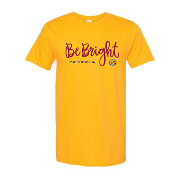 The Be Bright Script | Adult Gold Tee