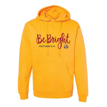 The Be Bright Script | Adult Gold Hoodie
