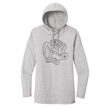 The Big Beanie Elephant Outline | Light Grey Heather Hoodie