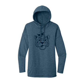 The Beanie Tiger Outline |  Washed Indigo Hoodie