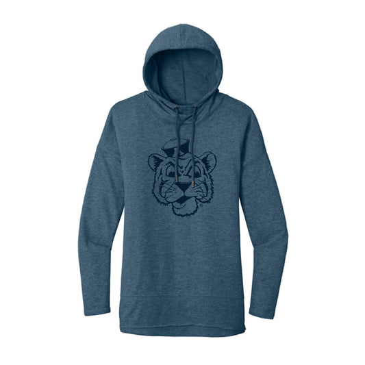The Beanie Tiger Outline |  Washed Indigo Hoodie