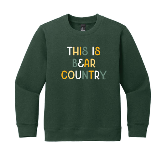 The Bear Country Multi | Youth Forest Green Crewneck Sweatshirt