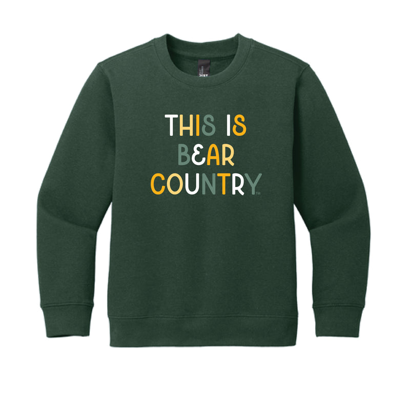 The Bear Country Multi | Youth Forest Green Crewneck Sweatshirt