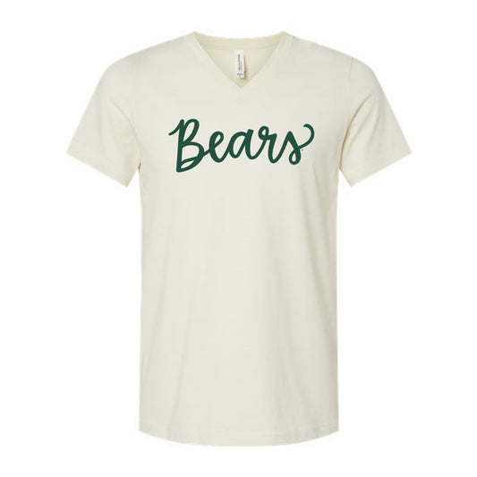 The Bears Script | Natural Vneck Tee