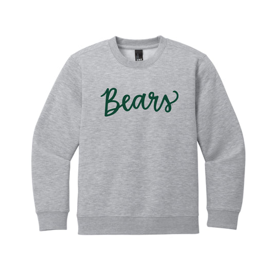 The Bears Script | Youth Light Heather Grey Crewneck Sweatshirt