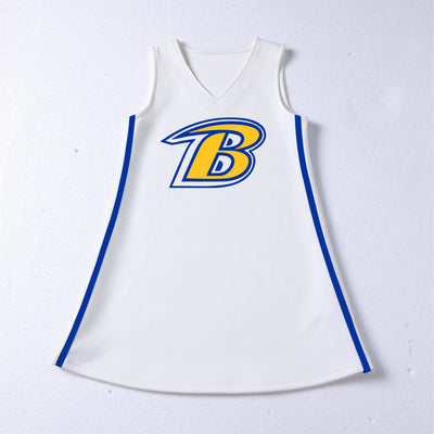 The Beaureguard | White V-Neck Cheer Dress