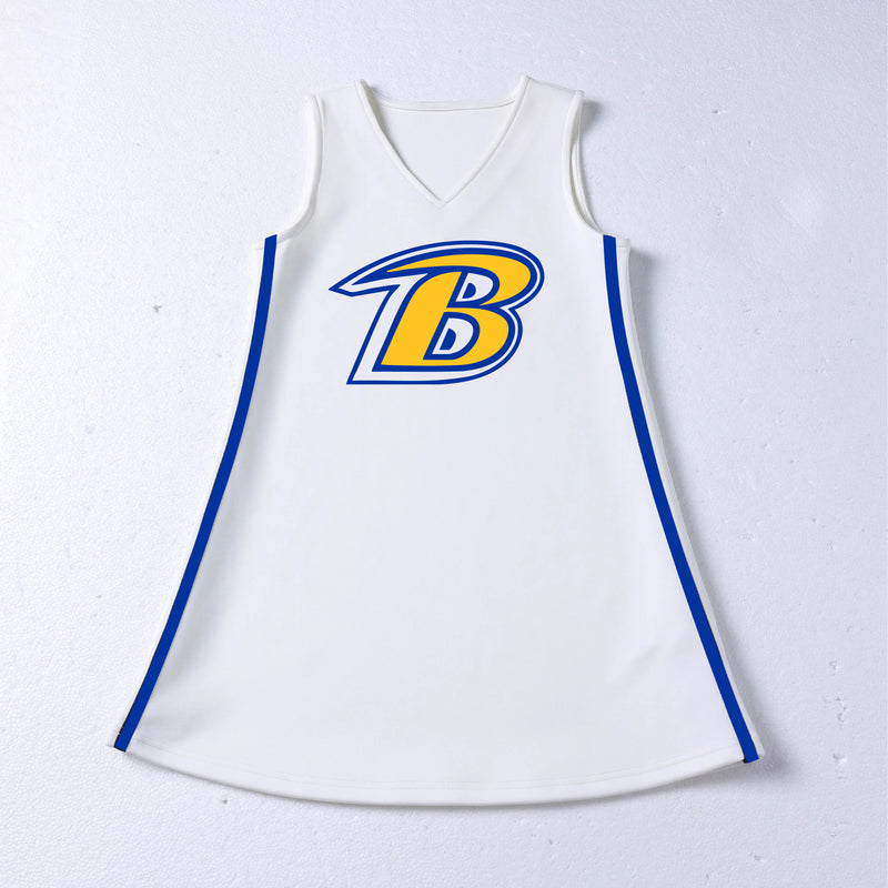 The Beaureguard | White V-Neck Cheer Dress
