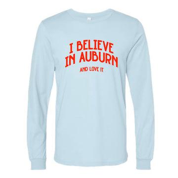 The Believe In Auburn | Baby Blue Long Sleeve Tee