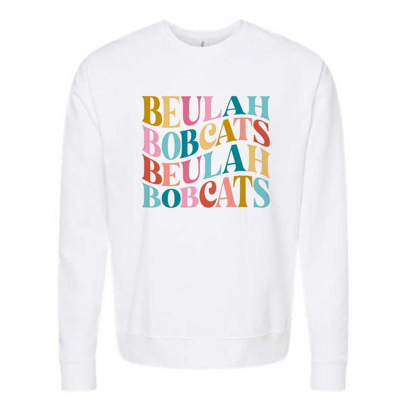 The Beulah Wavy | White Oversized Crewneck Sweatshirt