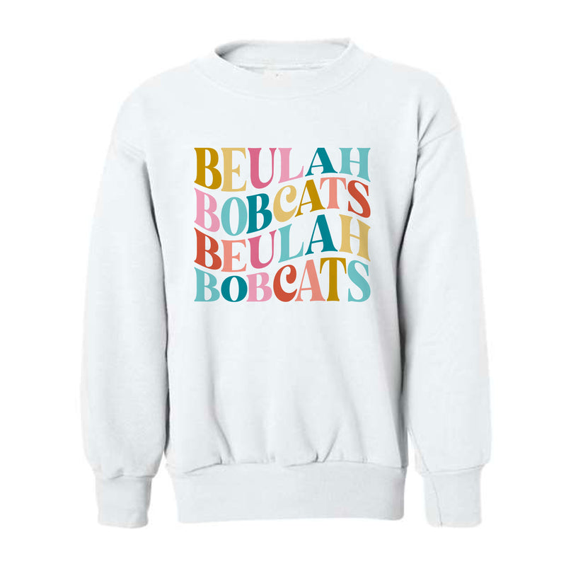 The Beulah Wavy | White Youth Crewneck Sweatshirt