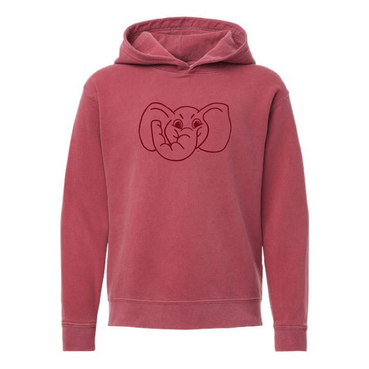 The Big Al Head Outline | Youth Crimson Hoodie