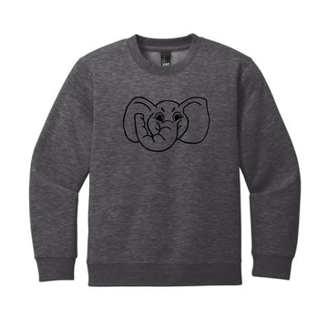The Big Al Head Outline | Youth Heather Charcoal Sweatshirt