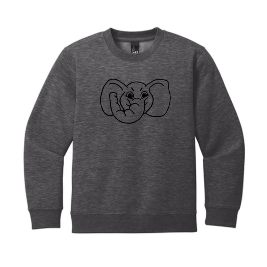 The Big Al Head Outline | Youth Heather Charcoal Sweatshirt