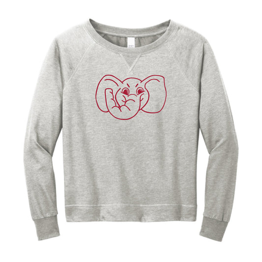 The Big Al Head Outline | Light Grey Heather Long Sleeve Crewneck