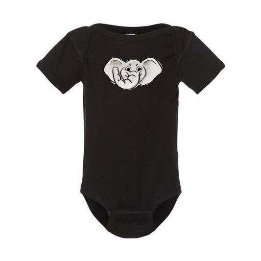 The Big Al Head | Baby Black Onesie