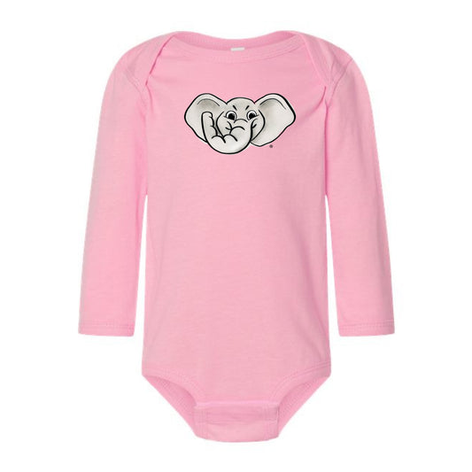 The Big Al Head | Baby Pink Long Sleeve Onesie