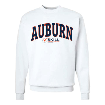The Big Auburn Skill Arch | Adult White Crewneck Sweatshirt