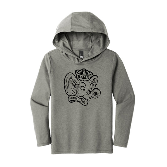 The Big Beanie Elephant Outline | Youth Grey Frost Hoodie