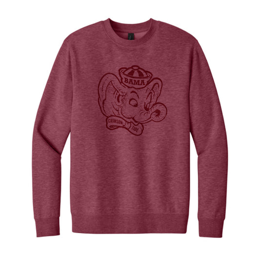The Big Beanie Elephant Outline | Heather Cardinal Sweatshirt