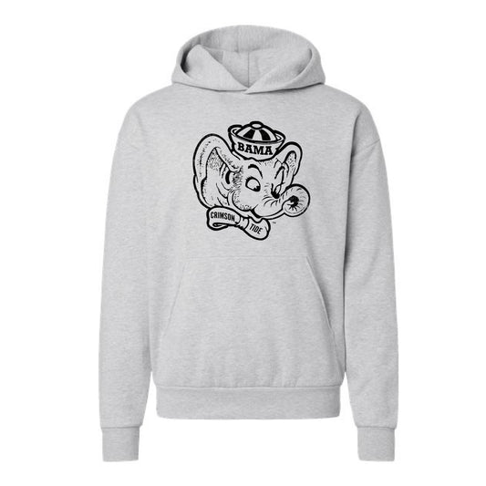 The Big Beanie Elephant Outline | Grey Heather Hoodie