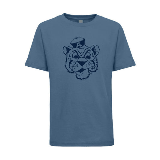 The Big Beanie Tiger Outline | Youth Blue Jean Tee