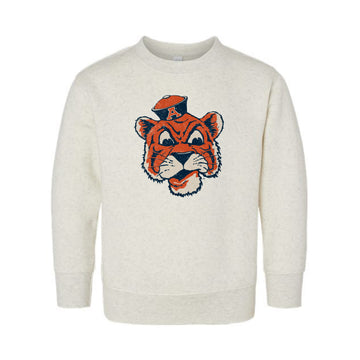 The Big Beanie Tiger | Toddler Natural Heather Crewneck Sweatshirt