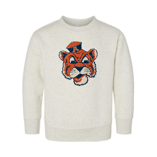 The Big Beanie Tiger | Toddler Natural Heather Crewneck Sweatshirt