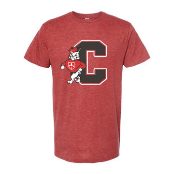 The Big C Cougar | Heather Red Oversized Tee