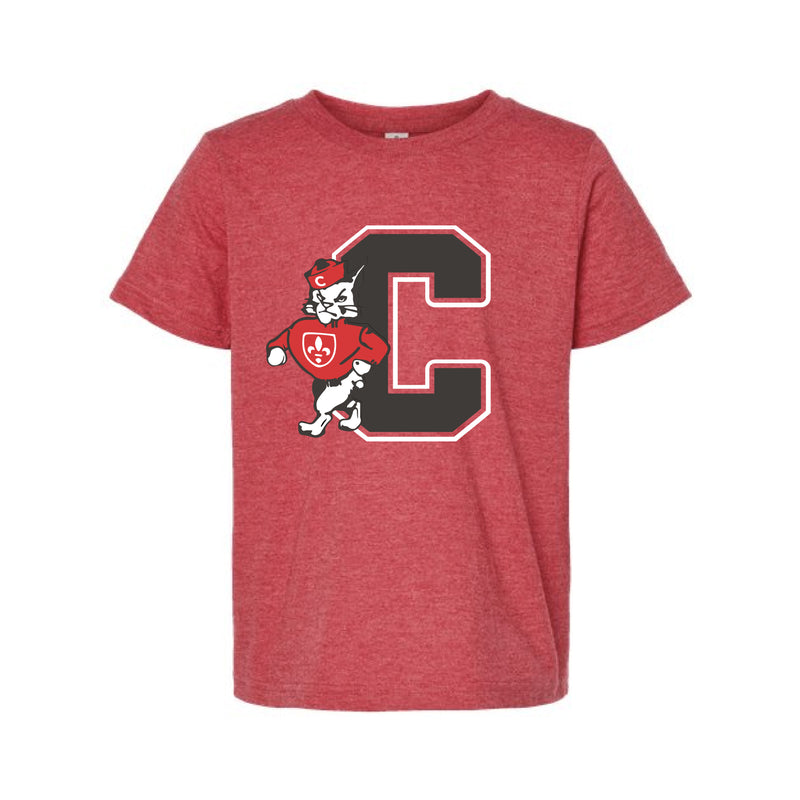 The Big C Cougar | Heather Red Oversized Youth Tee