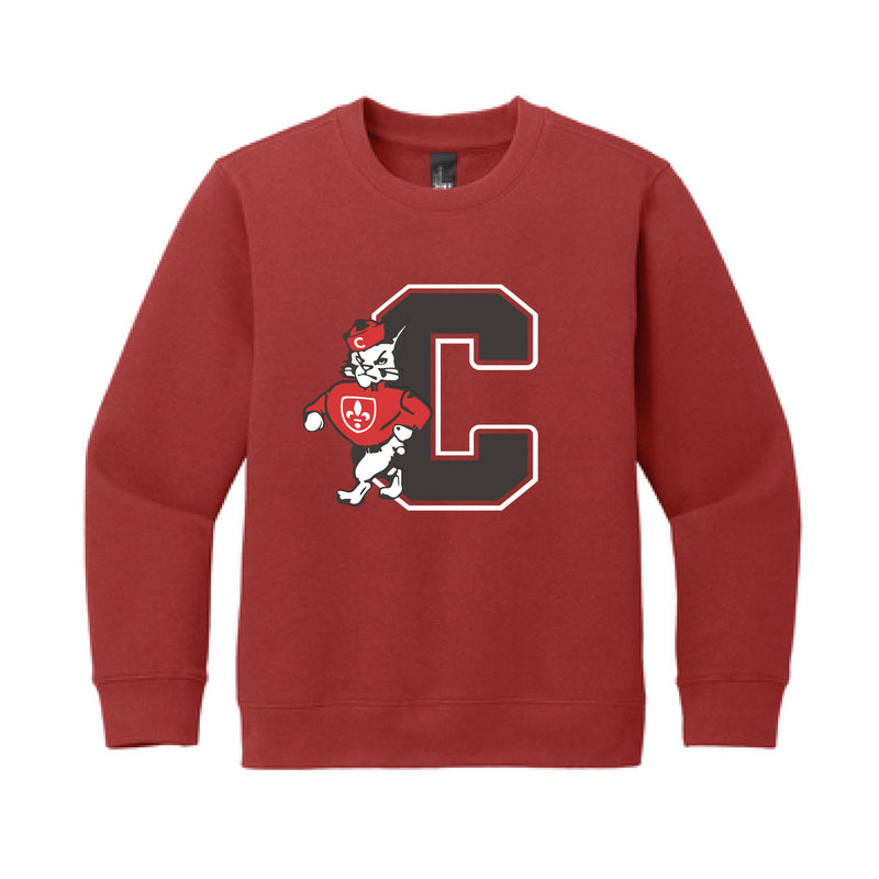 The Big C Cougar | Classic Red Youth Fleece Crew