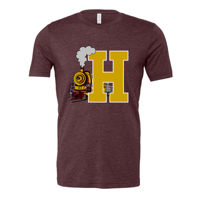 The Big H With Train | Heather Maroon Tee