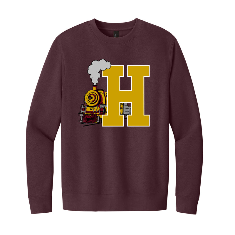 The Big H With Train | Plum Fleece Crew