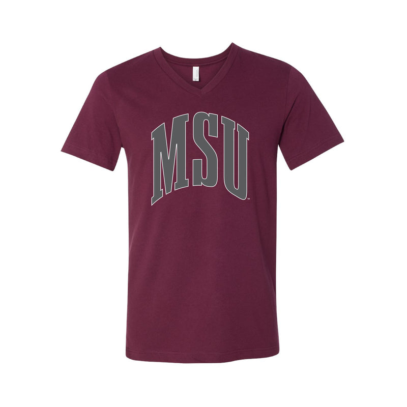 The Big MSU Arch | Maroon V-Neck Tee