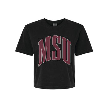 The Big MSU Arch | Black Boxy Tee