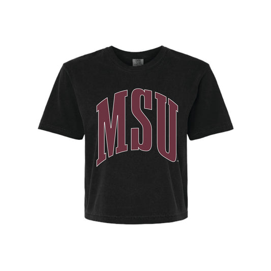 The Big MSU Arch | Black Boxy Tee