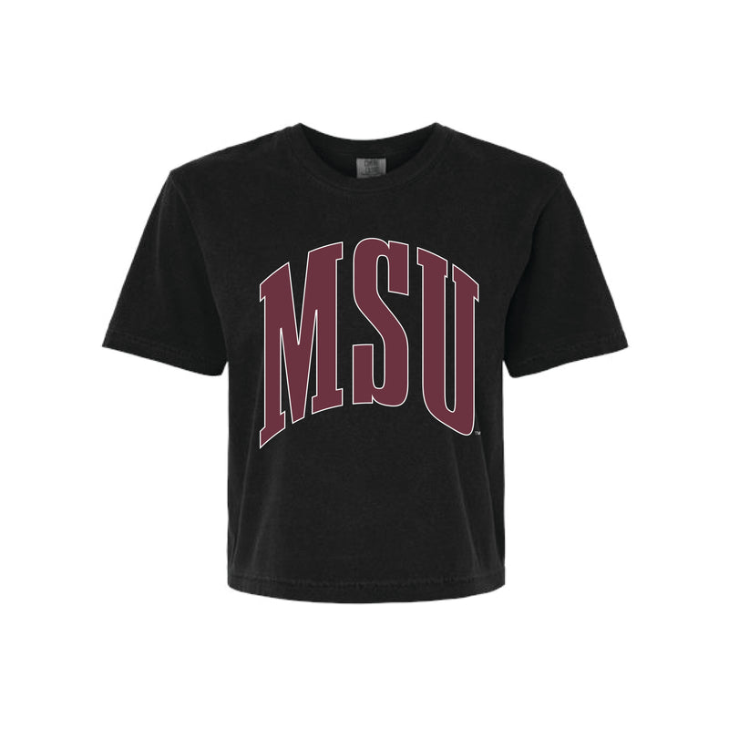 The Big MSU Arch | Black Boxy Tee