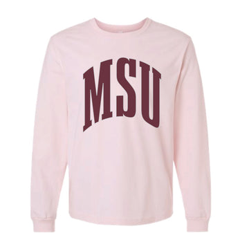 The Big MSU Arch | Soft Pink Long Sleeve
