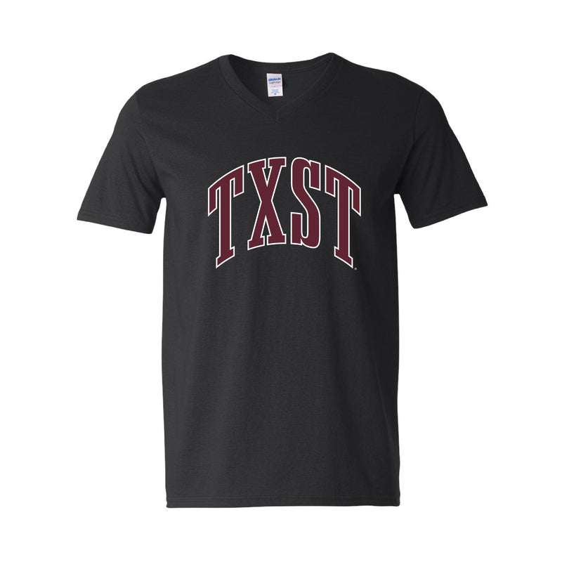 The Big TXST Arch | Black V-Neck Tee