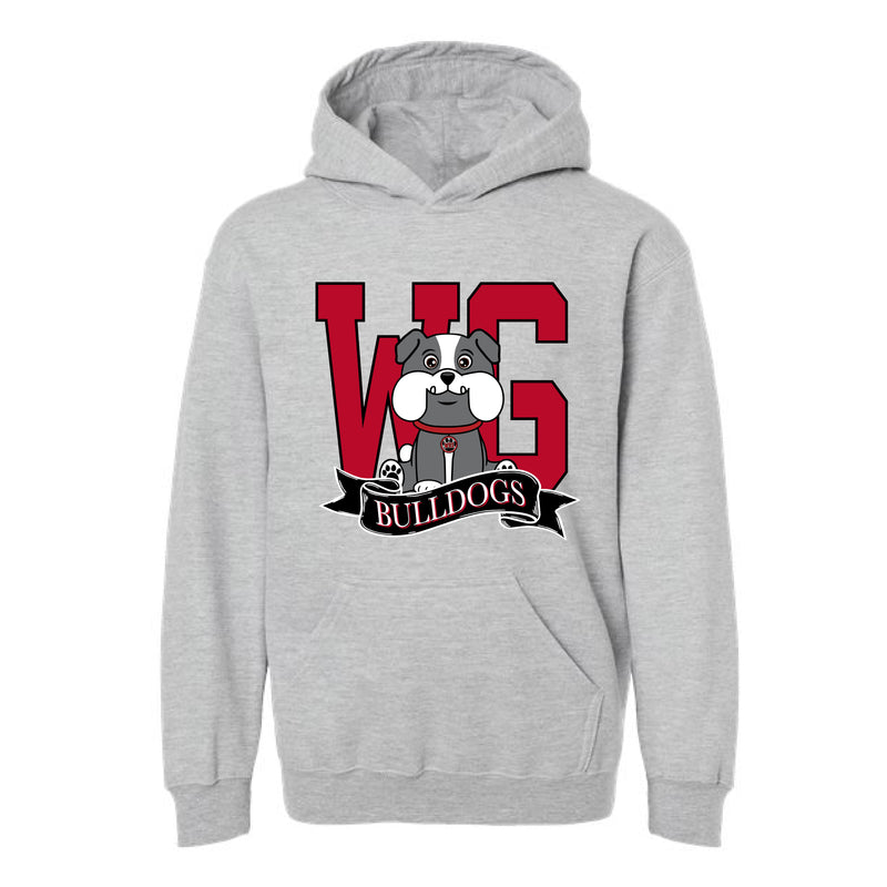 The Big WG Bulldogs | Heather Grey Oversized Youth Hooded Sweatshirt