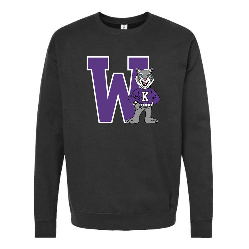 The Big W Wildcat | Black Oversized Crewneck Sweatshirt