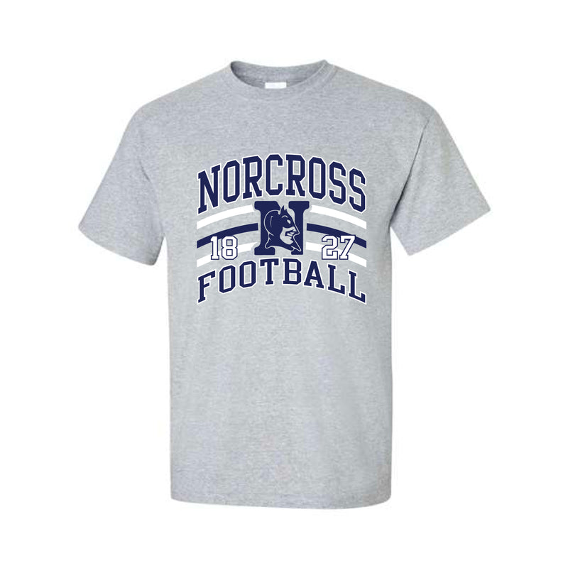 The Blue Devils Football Arch | Heather Grey Performance Tee