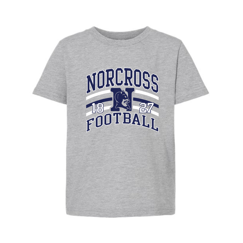 The Blue Devils Football Arch | Heather Grey Oversized Youth Tee