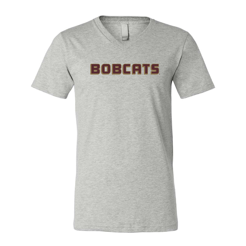 The Bobcats Block Logo | Athletic Heather V-Neck Tee