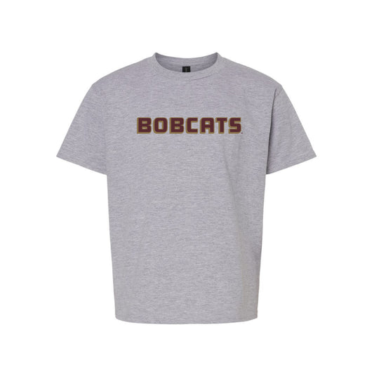 The Bobcats Block Logo | Youth Sport Grey Tee