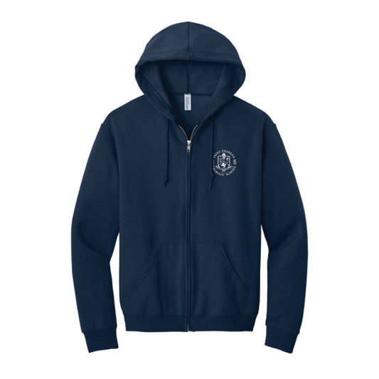 The Broncos Swoosh | Adult Navy Full Zip Hoodie