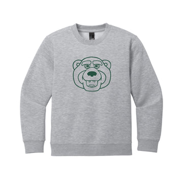 The Bruiser Head Outline | Youth Light Heather Grey Crewneck Sweatshirt