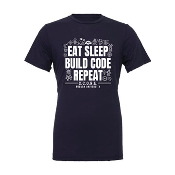 The Build Code Repeat Design | Adult Navy Tee